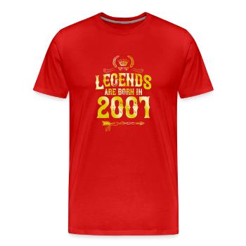 2001 legends born in - Men's Premium Organic T-Shirt - red - Front - Damien (186cm)