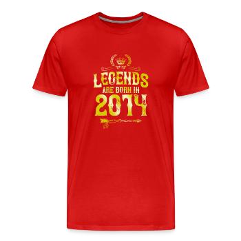 2014 legends born in - Men's Premium Organic T-Shirt - red - Front - Damien (186cm)