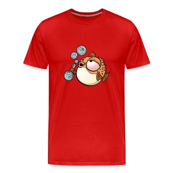 Weed Smoking Puffer Fish - Men's Premium Organic T-Shirt - red - Front - Damien (186cm)