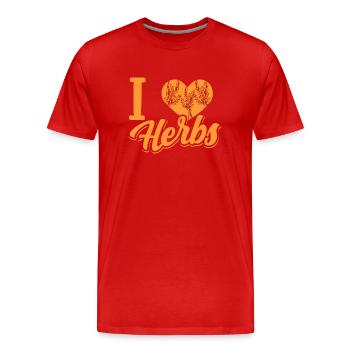 J’adore les herbes herbes herbes aromatiques jardin d’herbes aromatiques - T-shirt bio Premium Homme - rouge - Devant - Damien (186cm)