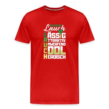 Lauch Kostüm Bodybuilding Satire Gym Jga - Männer Premium Bio T-Shirt - Rot - Vorne - Damien (186cm)