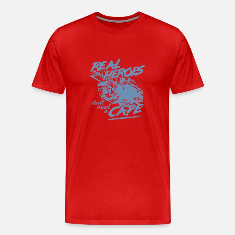 Kranführer Sprüche Kran echte Helden - Männer Premium Bio T-Shirt - Rot