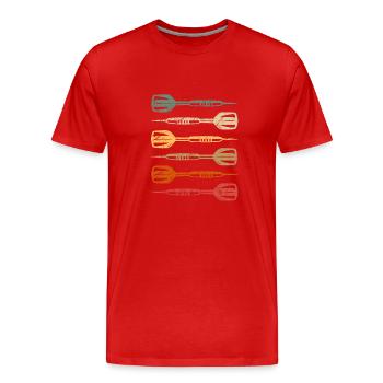 Dart Dartboard Vintag Fléchettes Flèches Fléchettes Fléchettes - T-shirt bio Premium Homme - rouge - Devant - Damien (186cm)