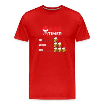 Mens Funny Grilling Shirts BBQ Timer BBQ - Men's Premium Organic T-Shirt - red - Front - Damien (186cm)