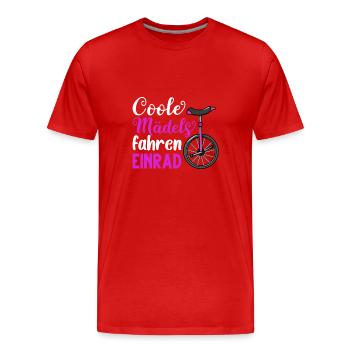Einrad - Männer Premium Bio T-Shirt - Rot - Vorne - Damien (186cm)