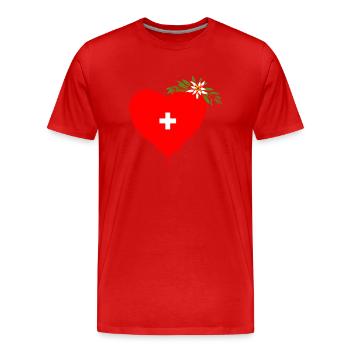 Cœur Suisse - T-shirt bio Premium Homme - rouge - Devant - Damien (186cm)