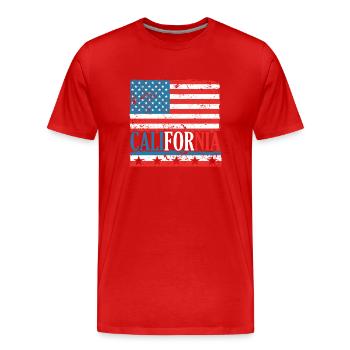 CA Rules États-Unis État d’Amérique Californie Californie - T-shirt bio Premium Homme - rouge - Devant - Damien (186cm)