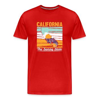 Californie L’état ensoleillé USA Amérique Californie - T-shirt bio Premium Homme - rouge - Devant - Damien (186cm)