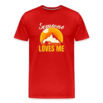Quelqu’un dans l’Oregon m’aime USA America Oregonian - T-shirt bio Premium Homme - rouge - Devant - Damien (186cm)