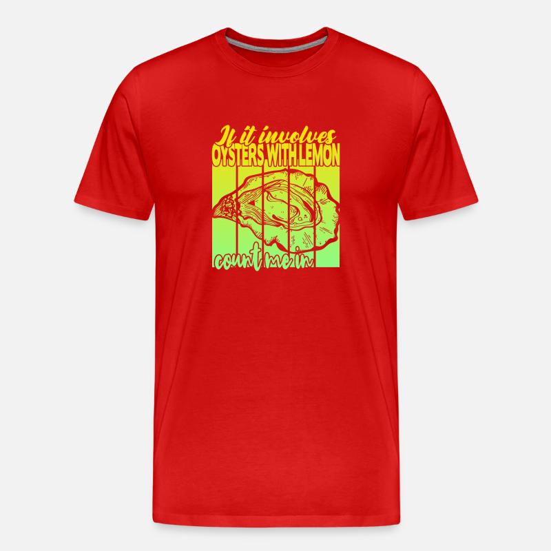 Austern mit Zitrone - Männer Premium Bio T-Shirt - Rot