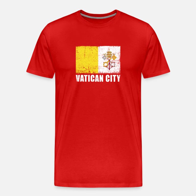 Drapeau de la Cité du Vatican Grunge Drapeau de la Cité du Vatican - T-shirt bio Premium Homme - rouge