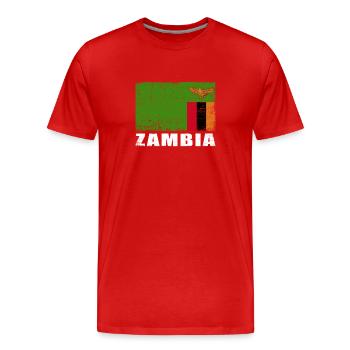 Zambia Flag Grunge Zambia Flag - Men's Premium Organic T-Shirt - red - Front - Damien (186cm)
