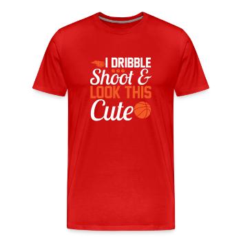 Je dribble shoot et j’ai l’air si mignon - T-shirt bio Premium Homme - rouge - Devant - Damien (186cm)