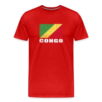 Drapeau du Congo Grunge Drapeau du Congo - T-shirt bio Premium Homme - rouge - Devant - Damien (186cm)