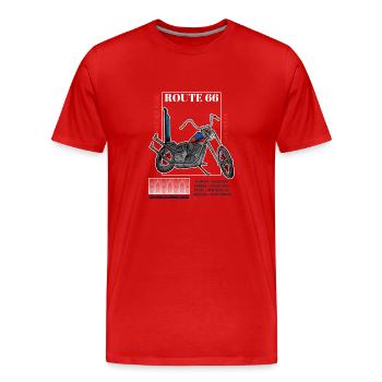 Motorcycle Route - Men's Premium Organic T-Shirt - red - Front - Damien (186cm)