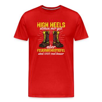 Feuerwehrfrau Feuerwehr Feuerwehrmann Mama - Männer Premium Bio T-Shirt - Rot - Vorne - Damien (186cm)
