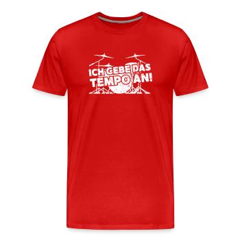 Schlagzeuger Tempo Drummer - Männer Premium Bio T-Shirt - Rot - Vorne - Damien (186cm)