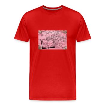 fleurs de livres lecture livres fleurs et livres - T-shirt bio Premium Homme - rouge - Devant - Damien (186cm)