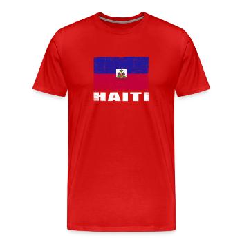 Drapeau d’Haïti Grunge Drapeau d’Haïti - T-shirt bio Premium Homme - rouge - Devant - Damien (186cm)