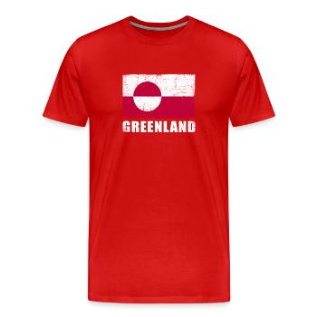 Groenland Flag Grunge Groenland Flag - T-shirt bio Premium Homme - rouge - Devant - Damien (186cm)