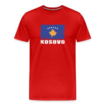 Kosovo Flag Grunge Kosovo Flag - Men's Premium Organic T-Shirt - red - Front - Damien (186cm)