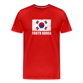 Drapeau de la Corée du Sud Grunge Drapeau de la Corée du Sud - T-shirt bio Premium Homme - rouge - Devant - Damien (186cm)
