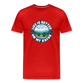 Kajak - Männer Premium Bio T-Shirt - Rot - Vorne - Damien (186cm)