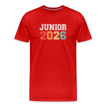 Junior 2026 Graduation Rétro Vintage - T-shirt bio Premium Homme - rouge - Devant - Damien (186cm)