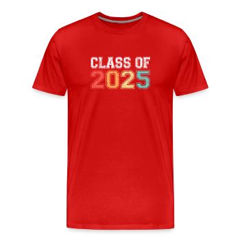 Classe de 2025 Graduation Rétro Vintage - T-shirt bio Premium Homme - rouge - Devant - Damien (186cm)