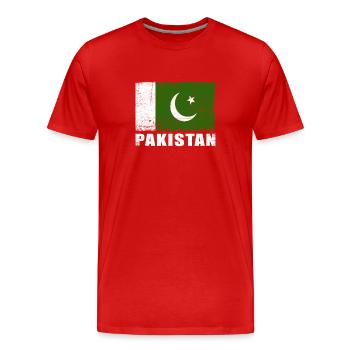Pakistan Flag Grunge Pakistan Flag - Men's Premium Organic T-Shirt - red - Front - Damien (186cm)