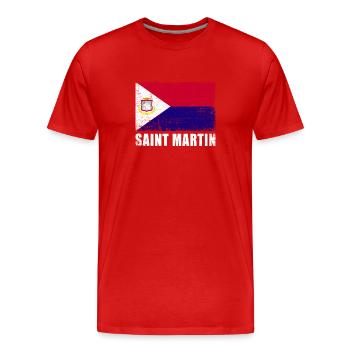 St. Martin Flagge Grunge St. Martin Fahne - Männer Premium Bio T-Shirt - Rot - Vorne - Damien (186cm)