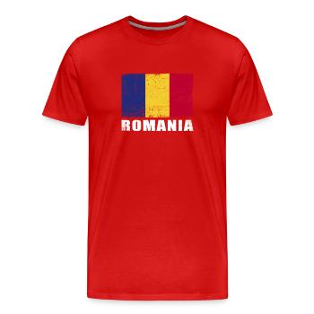 Roumanie Drapeau Grunge Roumanie Drapeau - T-shirt bio Premium Homme - rouge - Devant - Damien (186cm)