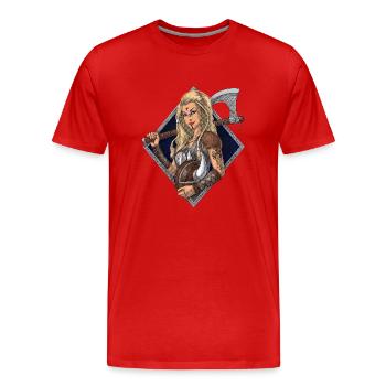Nordischer Wikingerkrieger - Männer Premium Bio T-Shirt - Rot - Vorne - Damien (186cm)