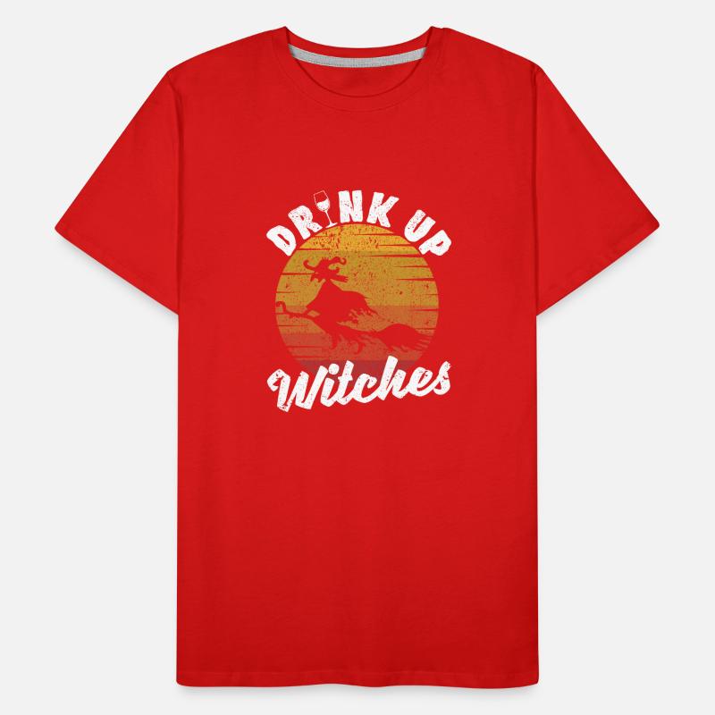 Funny Halloween witch who drinks wine drinker Men's Premium Organic T-Shirt