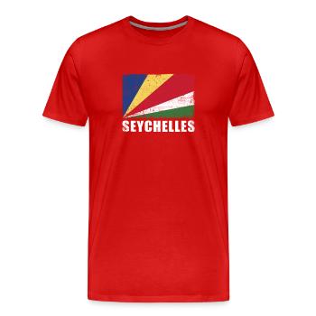Seychelles Flag Grunge Seychelles Flag - Men's Premium Organic T-Shirt - red - Front - Damien (186cm)