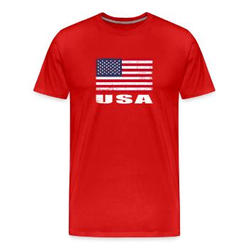 Usa Flag Grunge Usa Flag - Men's Premium Organic T-Shirt - red - Front - Damien (186cm)