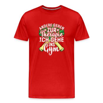 Lauch Kostüm Bodybuilding Satire Gym Jga - Männer Premium Bio T-Shirt - Rot - Vorne - Damien (186cm)