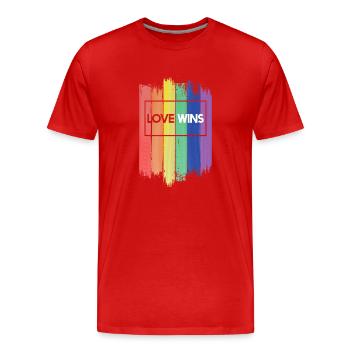 LGBT Rainbow Gay Pride Homo Lesbienne Gay - T-shirt bio Premium Homme - rouge - Devant - Damien (186cm)