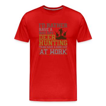 Chasseur de cerfs buck J’aurais - T-shirt bio Premium Homme - rouge - Devant - Damien (186cm)