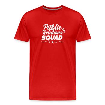 Public Relations Team PR Öffentlichkeitsarbeit - Men's Premium Organic T-Shirt - red - Front - Damien (186cm)