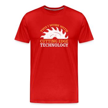 Chainsaw Carving Woodworking Carpenter - Men's Premium Organic T-Shirt - red - Front - Damien (186cm)