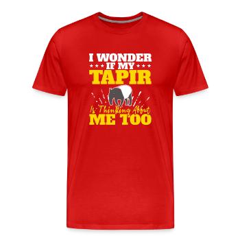 Ich frage mich, ob mein Tapir auch über mich nachd - Männer Premium Bio T-Shirt - Rot - Vorne - Damien (186cm)