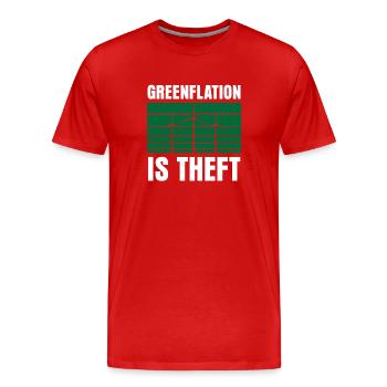 Greenflation is theft Inflation Green Energy - Men's Premium Organic T-Shirt - red - Front - Damien (186cm)
