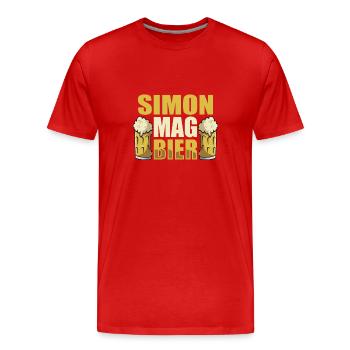 Simon mag Bier Name Geburtstag - Männer Premium Bio T-Shirt - Rot - Vorne - Damien (186cm)