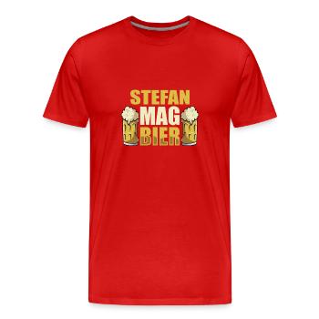Stefan mag Bier Name Geburtstag - Männer Premium Bio T-Shirt - Rot - Vorne - Damien (186cm)