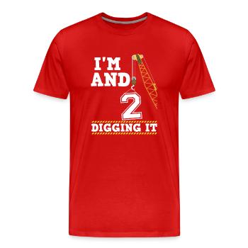Im 2 And Digging It Boy 2 Year Old 2nd Birthday - Men's Premium Organic T-Shirt - red - Front - Damien (186cm)