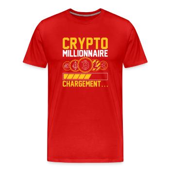 Crypto millionnaire, chargement... | traders - T-shirt bio Premium Homme - rouge - Devant - Damien (186cm)