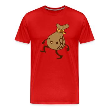 Comic lebendiger Geld Sack - Männer Premium Bio T-Shirt - Rot - Vorne - Damien (186cm)