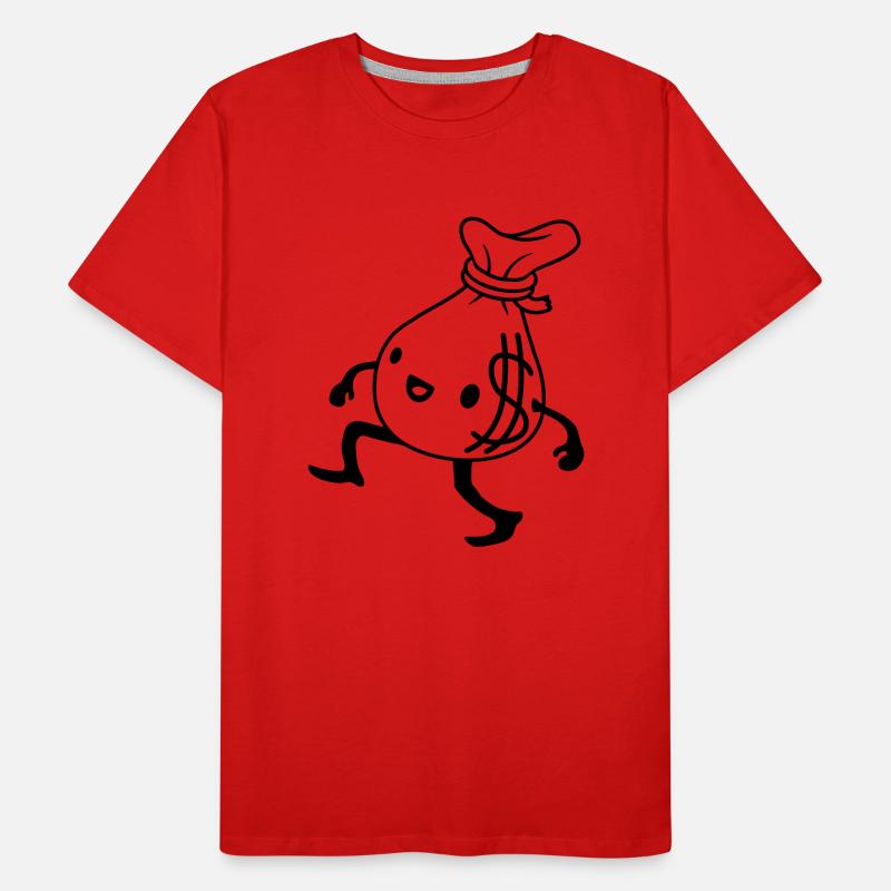 Gehender lebendiger Geldsack Comic Männer Premium Bio T-Shirt