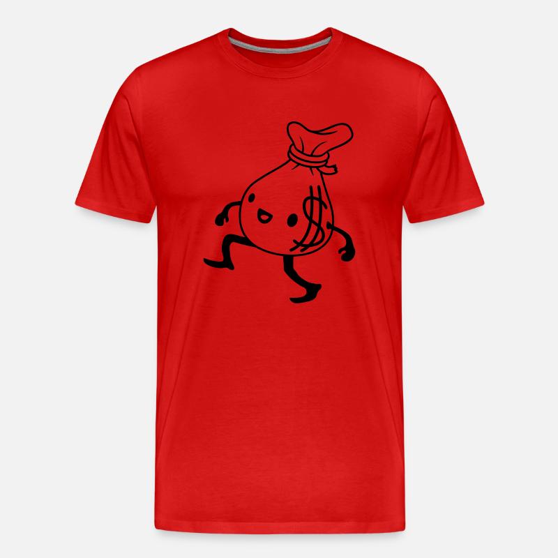 Gehender lebendiger Geldsack Comic - Männer Premium Bio T-Shirt - Rot